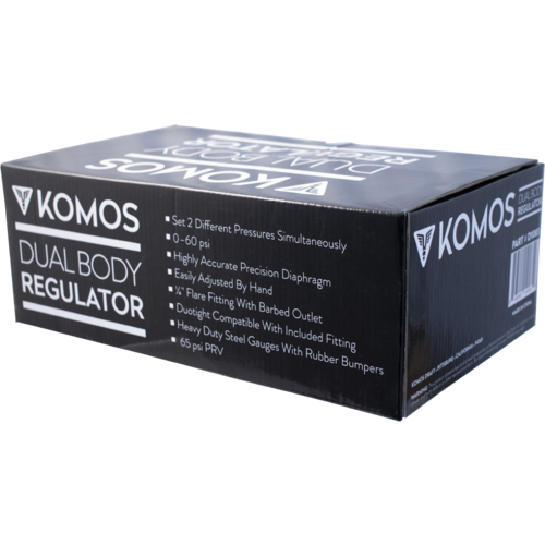 KOMOS® Premium Dual Body CO2 Regulator | Industrial-Grade | 0–60 PSI Operating Range | 1/4