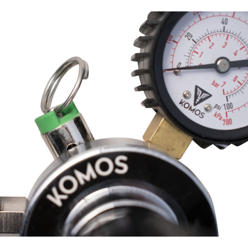 KOMOS® Premium Dual Body CO2 Regulator | Industrial-Grade | 0–60 PSI Operating Range | 1/4