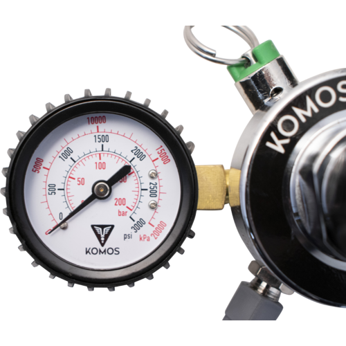 KOMOS® Premium Dual Body CO2 Regulator | Industrial-Grade | 0–60 PSI Operating Range | 1/4