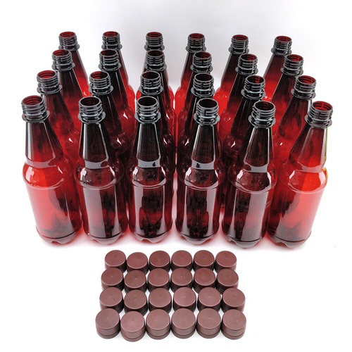 KegLand PET Beer Bottles | Plastic Reusable Bottles | Reusable Screw Caps Included | 16.9 oz | 500mL | Case of 24