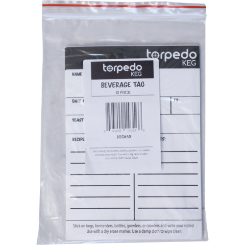 Torpedo Keg Beverage Tags | Keg Labels | Pack of 10