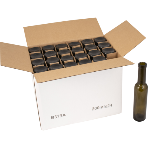 Farro Glass | Premium Wine Bottles | Bordeaux | Antique Green | 200mL | Case of 24