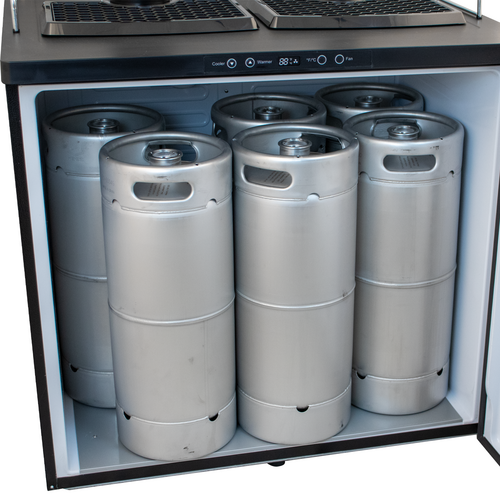 KOMOS® Double-Wide Kegerator with Stainless Double T Bar Tower - 6 Tap - FREIGHT SHIPPING ONLY