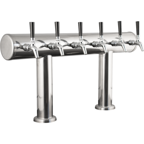 KOMOS® Double-Wide Kegerator with Stainless Double T Bar Tower - 6 Tap - FREIGHT SHIPPING ONLY