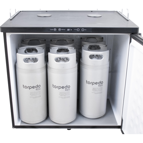 KOMOS® Double-Wide Kegerator with Stainless Double T Bar Tower - 6 Tap - FREIGHT SHIPPING ONLY