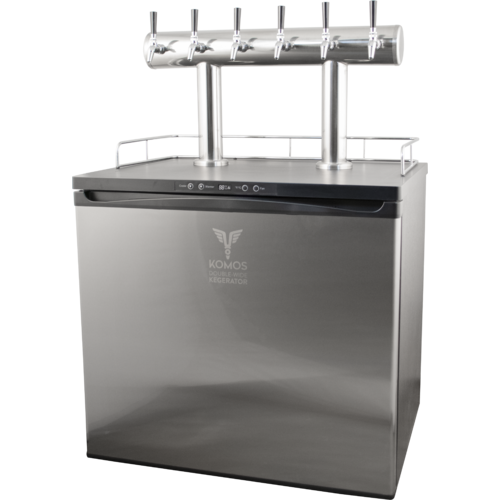KOMOS® Double-Wide Kegerator with Stainless Double T Bar Tower - 6 Tap - FREIGHT SHIPPING ONLY