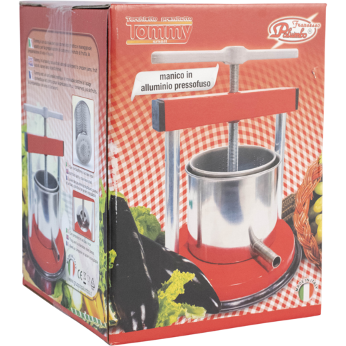 Small Food Press | Fruit | Cheese | Butter | 12 cm x 11.5 cm | Stainless Steel Basket and Basin | Red 