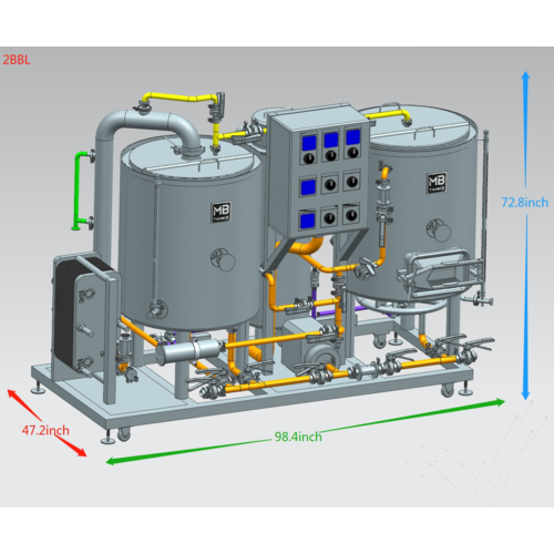 MB® Oil Heated Brewhouse | 2 Vessel | Mash Tun | Boil Kettle | Wort Pump | Heat Exchanger | Control Panel | CIP | 1 to 10 bbl