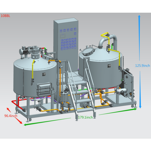 MB® Oil Heated Brewhouse | 2 Vessel | Mash Tun | Boil Kettle | Wort Pump | Heat Exchanger | Control Panel | CIP | 1 to 10 bbl
