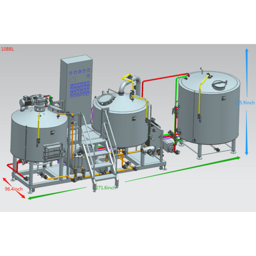 MB® Oil Heated Brewhouse | 3 Vessel | HLT | Mash Tun | Boil Kettle | Wort Pump | HLT Pump | Heat Exchanger | Control Panel | CIP | 1 to 10 bbl