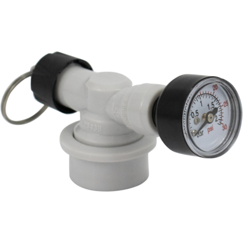 Ball Lock Adjustable Pressure Relief Valve | Quick Disconnect (QD) | Pull Ring PRV & Integrated Pressure Gauge | 0-30 PSI