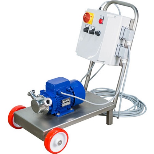 EnoItalia Flexible Impeller Pump | Euro 30 | Self-Priming | Remote Control | Stainless Control Box & Trolley Cart | 19.8 GPM | 1.5 in. T.C. | 220V