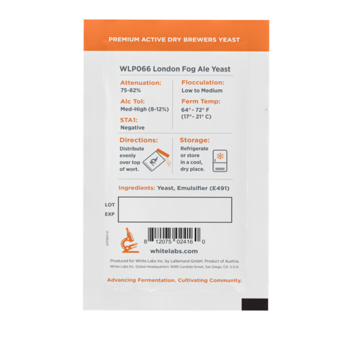 White Labs | WLP066 London Fog Ale Yeast® | Beer Yeast | Premium Active Dry Brewers Yeast
