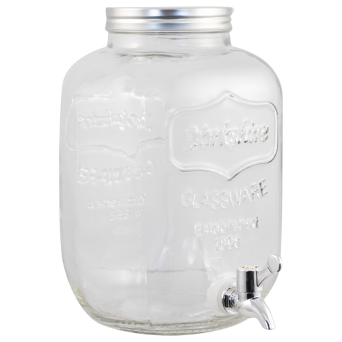Glass Beverage Dispenser | Plastic Spigot | 5L | 1.3 Gal.