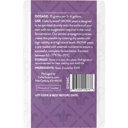 CellarScience® MONK Dry Yeast | Belgian Abbey Ale | Premium Beer Yeast