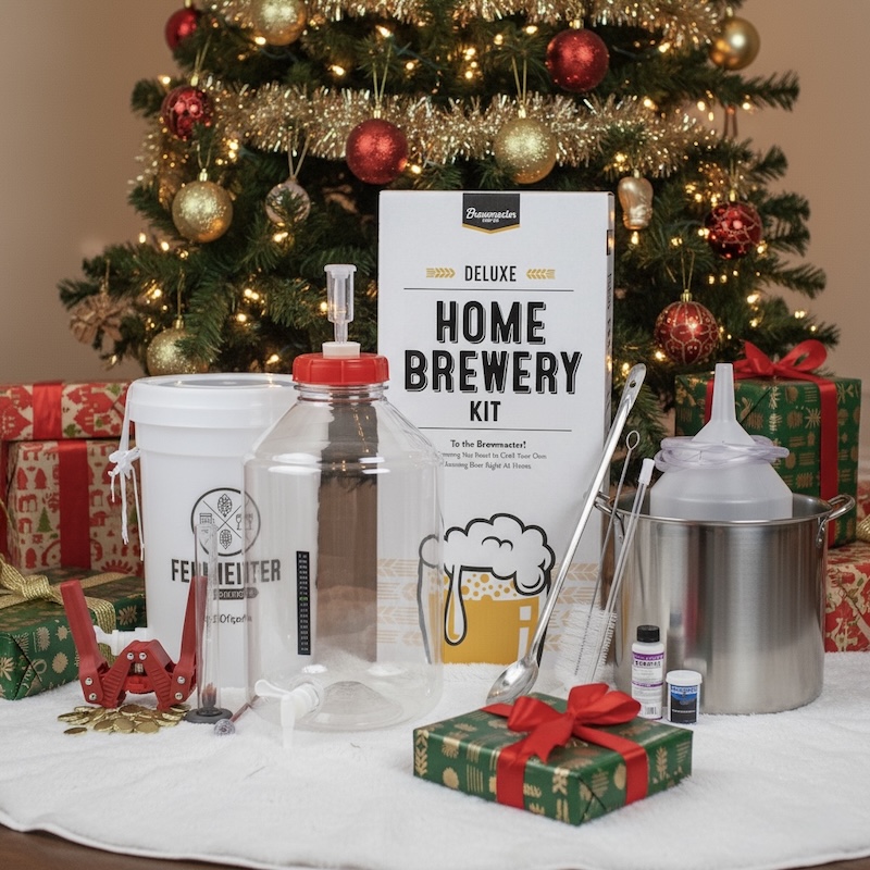 Brewmaster Home Brewery Kit under a Christmas tree